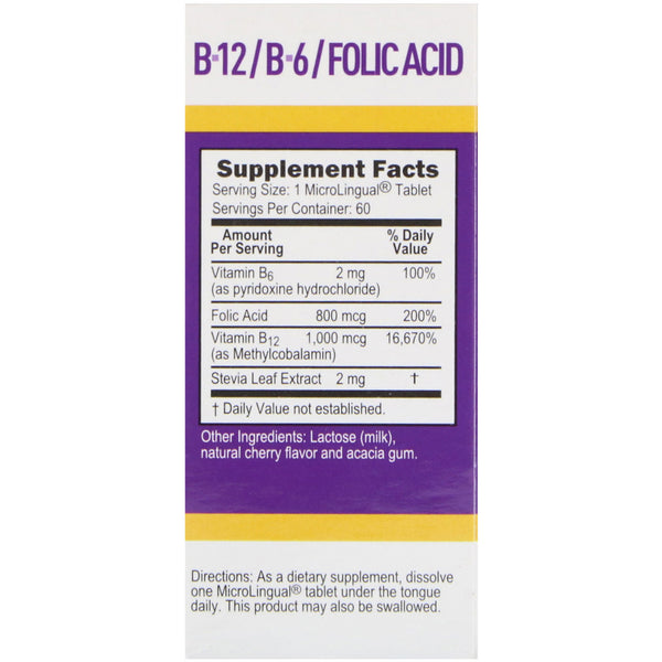 Superior Source, Methylcobalamin B-12, B-6 & Folic Acid, 1,000 mg/800 mg, 60 Tablets - The Supplement Shop