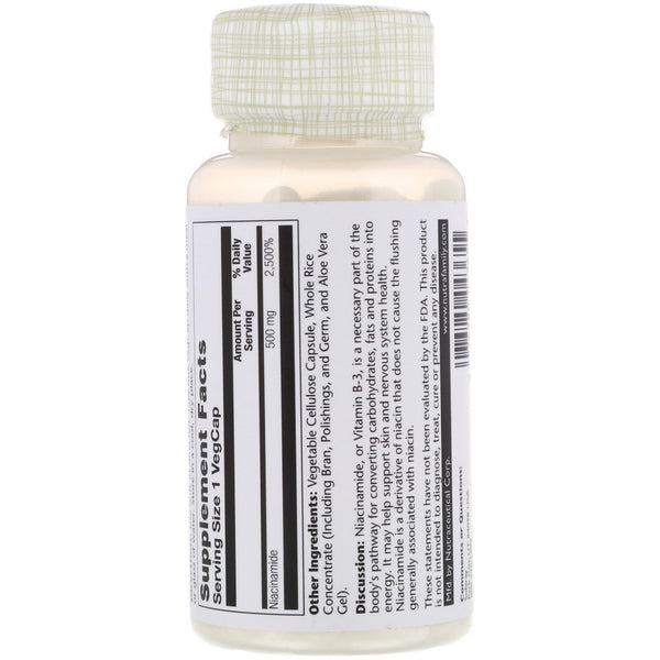 Solaray, Niacinamide, 500 mg, 100 VegCaps - The Supplement Shop