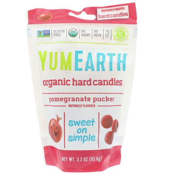 YumEarth, Organic Hard Candies, Pomegranate Pucker, 3.3 oz (93.6 g) - The Supplement Shop