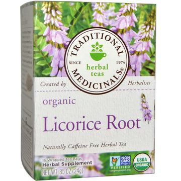 Traditional Medicinals, Herbal Teas, Organic Licorice Root, Naturally Caffeine Free, 16 Wrapped Tea Bags, .85 oz (24 g)