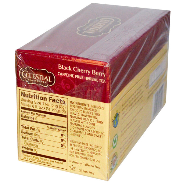 Celestial Seasonings, Herbal Tea, Black Cherry Berry, Caffeine Free, 20 Tea Bags, 1.6 oz (44 g) - The Supplement Shop