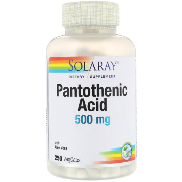 Solaray, Pantothenic Acid, 500 mg, 250 VegCaps - The Supplement Shop