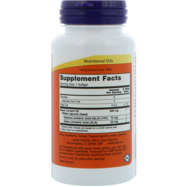 Now Foods, Black Currant Oil, 500 mg, 100 Softgels - The Supplement Shop