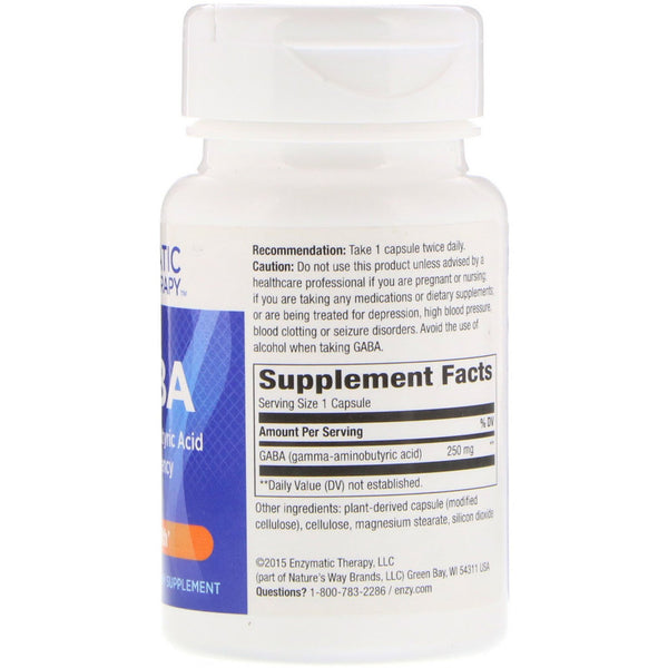 Enzymatic Therapy, GABA, 60 Veg Capsules - The Supplement Shop