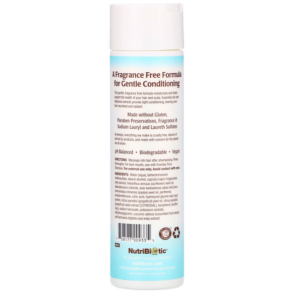 NutriBiotic, Everyday Pure Conditioner, Fragrance Free, 10 fl oz (296 ml) - The Supplement Shop