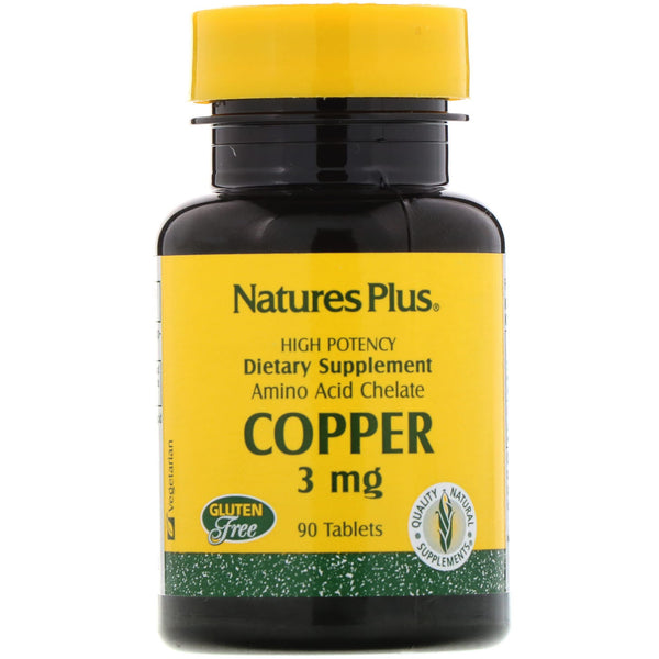 Nature's Plus, Copper, 3 mg, 90 Tablets - The Supplement Shop