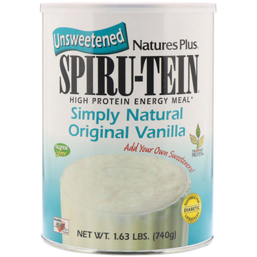 Nature's Plus, Spiru-Tein, High Protein Energy Meal, Simply Natural Original Vanilla, Unsweetened, 1.63 lbs (740 g)