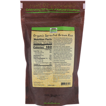 NOW Foods, Real Food, Organic Sprouted Brown Rice, Raw, 16 oz (454 g)