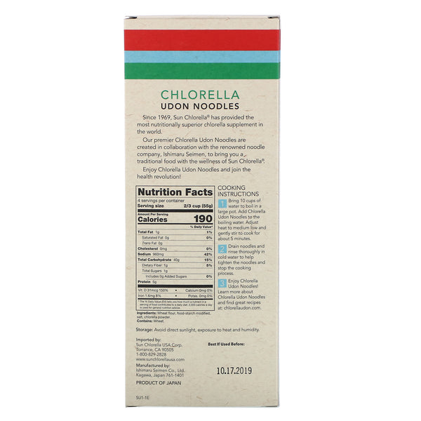 Sun Chlorella, Chlorella Udon Noodles, 7.8 oz (220 g) - The Supplement Shop