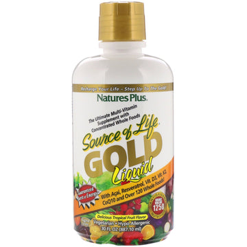 Nature's Plus, Source of Life, Gold Liquid, Tropical Fruit Flavor, 30 fl oz (887.10 ml)
