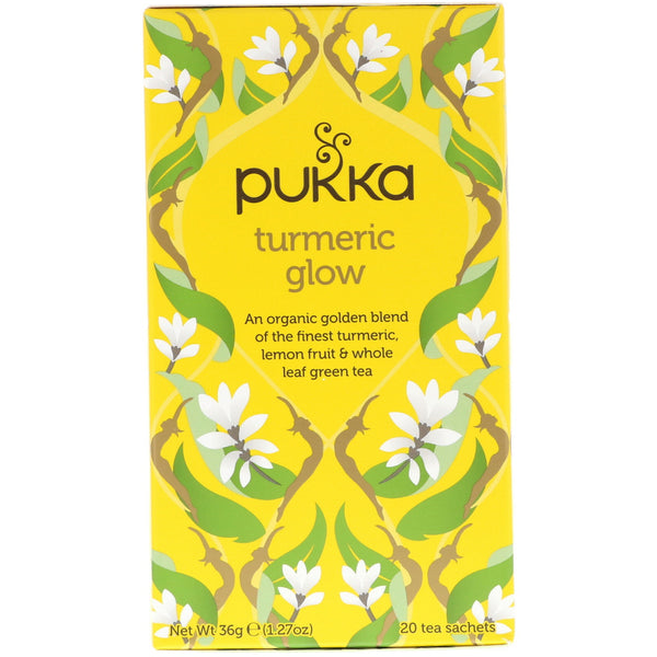 Pukka Herbs, Turmeric Glow Tea, 20 Tea Sachets, 1.27 oz (36 g) - The Supplement Shop