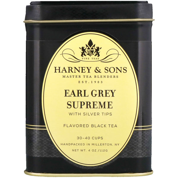 Harney & Sons, Black Tea, Earl Grey Supreme with Silver Tips, 4 oz - The Supplement Shop