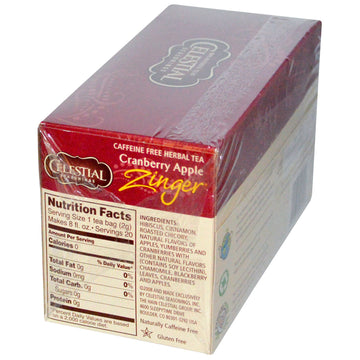 Celestial Seasonings, Herbal Tea, Cranberry Apple Zinger, Caffeine Free, 20 Tea Bags, 1.5 oz (42 g)
