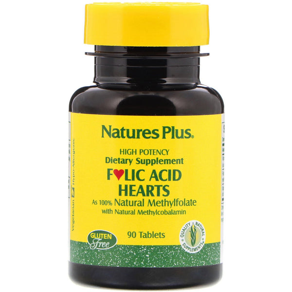 Nature's Plus, Folic Acid Hearts, 90 Tablets - The Supplement Shop