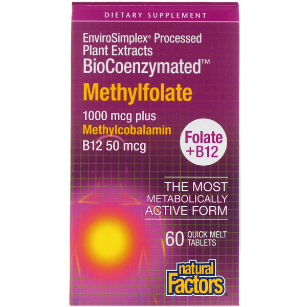 Natural Factors, BioCoenzymated, Methylfolate, 1,000 mcg, 60 Quick Melt Tablets - The Supplement Shop
