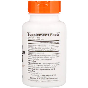 Doctor's Best, High Absorption CoQ10, 100 mg, 120 Softgels