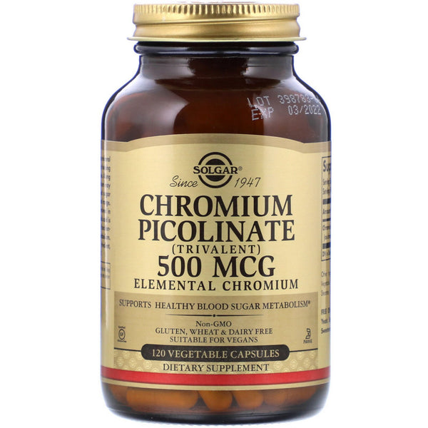 Solgar, Chromium Picolinate, 500 mcg, 120 Vegetable Capsules - The Supplement Shop
