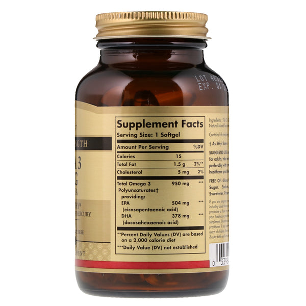 Solgar, Omega-3, EPA & DHA, Triple Strength, 950 mg, 50 Softgels - The Supplement Shop