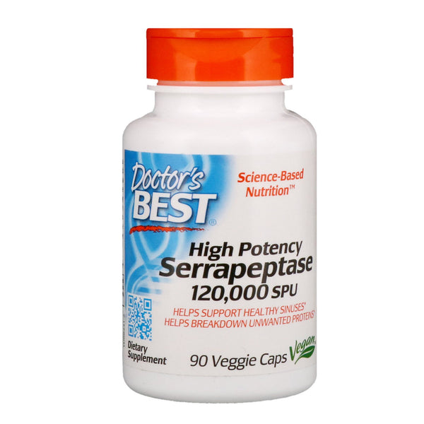 Doctor's Best, High Potency Serrapeptase, 120,000 SPU, 90 Veggie Caps - The Supplement Shop