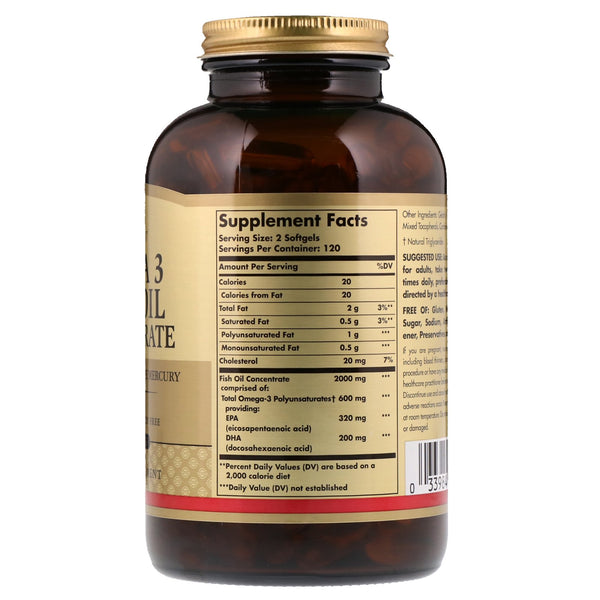 Solgar, Omega-3 Fish Oil Concentrate, 240 Softgels - The Supplement Shop