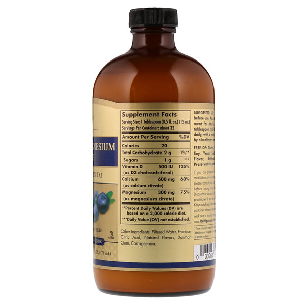 Solgar, Liquid Calcium Magnesium Citrate with Vitamin D3, Natural Blueberry, 16 fl oz (473 ml) - The Supplement Shop