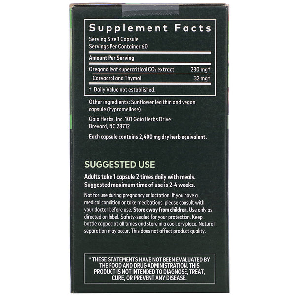 Gaia Herbs, Oil of Oregano, 60 Vegan Liquid Phyto-Caps - The Supplement Shop