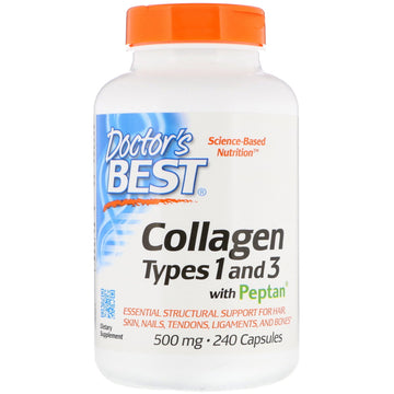 Doctor's Best, Collagen Types 1 and 3 with Peptan, 500 mg, 240 Capsules