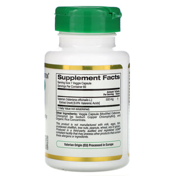 California Gold Nutrition, Valerian, EuroHerbs, 500 mg, 60 Veggie Caps
