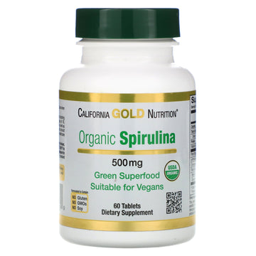 California Gold Nutrition, Organic Spirulina, USDA Certified, 500 mg, 60 Tablets