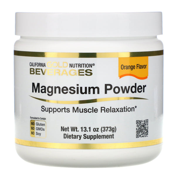California Gold Nutrition, Magnesium Powder Beverage, Orange Flavor, 13.1 oz (373 g) - The Supplement Shop