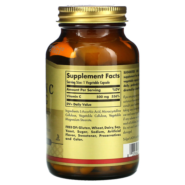 Solgar, Vitamin C, 500 mg, 100 Vegetable Capsules - The Supplement Shop