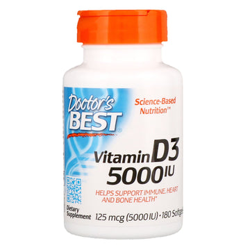 Doctor's Best, Vitamin D3, 125 mcg (5,000 IU), 180 Softgels