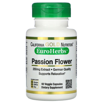 California Gold Nutrition, Passion Flower, EuroHerbs, 250 mg, 60 Veggie Capsules