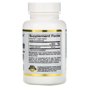 California Gold Nutrition, L-Tyrosine, AjiPure, 500 mg, 60 Veggie Capsules