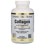 California Gold Nutrition, Hydrolyzed Collagen Peptides + Vitamin C, Type 1 & 3, 6,000 mg Per Serving, 250 Tablets - The Supplement Shop