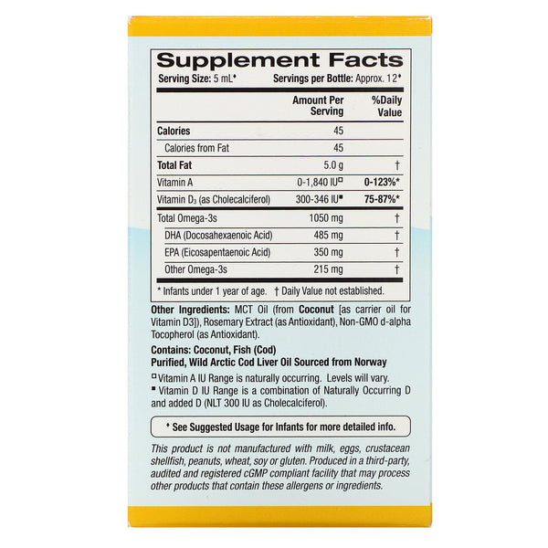 California Gold Nutrition, Baby's DHA, 1050 mg, Omega-3s with Vitamin D3, 2 fl oz (59 ml) - The Supplement Shop