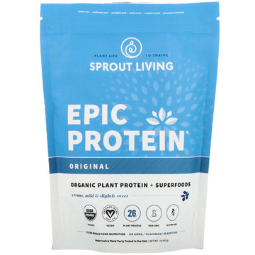 Sprout Living, Epic Protein, Organic Plant Protein + Superfoods, Original (Unflavored), 1 lb (455 g)