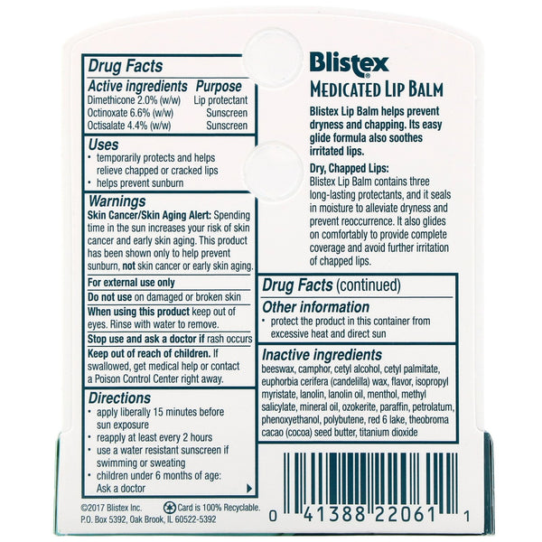 Blistex, Medicated Lip Balm, Lip Protectant/Sunscreen, SPF 15, .15 oz (4.25 g) - The Supplement Shop