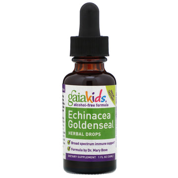 Gaia Herbs, Kids, Echinacea Goldenseal Herbal Drops, Alcohol-Free, 1 fl oz (30 ml)