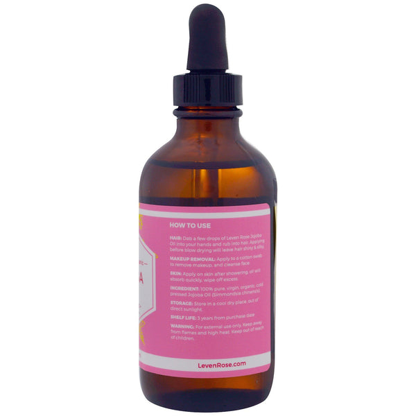 Leven Rose, 100% Pure & Organic Jojoba Oil, 4 fl oz (118 ml) - The Supplement Shop