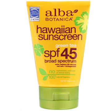 Alba Botanica, Natural Hawaiian Sunscreen, SPF 45, 4 oz (113 g)