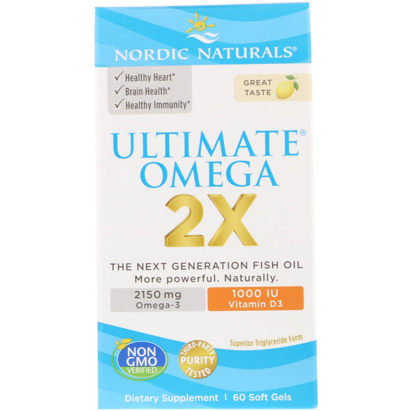 Nordic Naturals, Ultimate Omega 2X with Vitamin D3, Lemon, 60 Softgels - The Supplement Shop