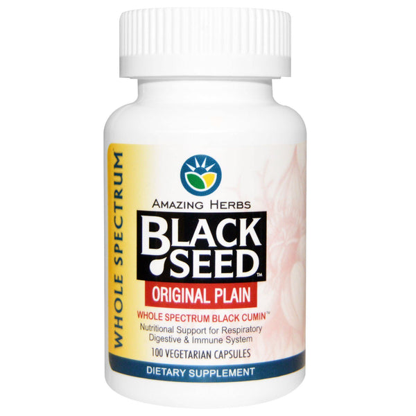 Amazing Herbs, Black Seed, Original Plain, 100 Vegetarian Capsules - The Supplement Shop