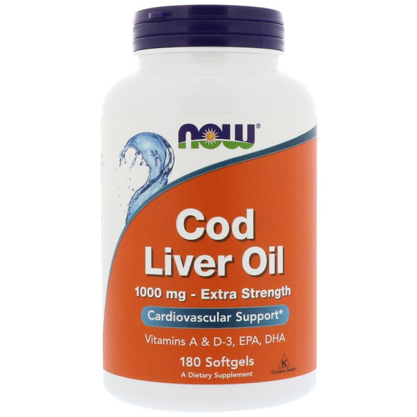 Now Foods, Cod Liver Oil, 1,000 mg, 180 Softgels - The Supplement Shop