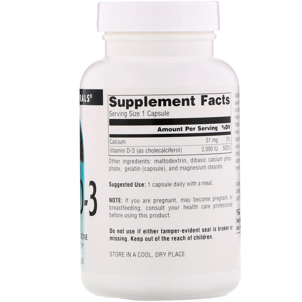 Source Naturals, Vitamin D-3, 2,000 IU, 200 Capsules - The Supplement Shop