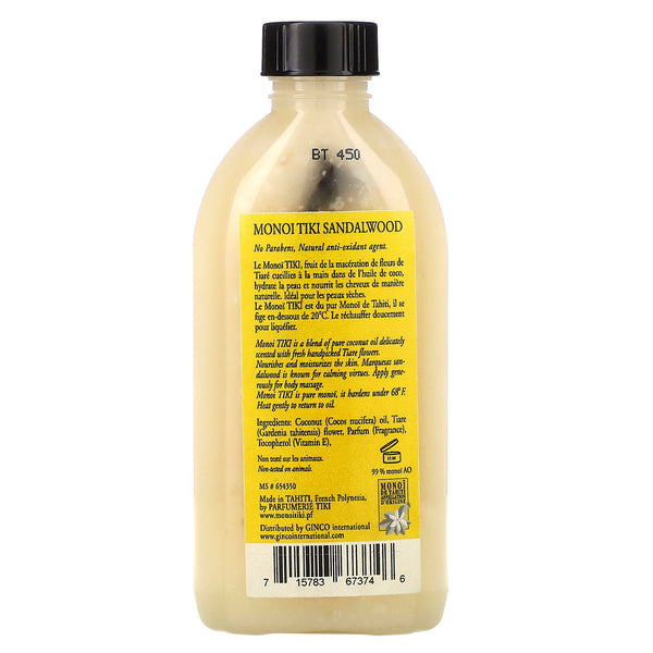 Monoi Tiare Tahiti, Coconut Oil, Sandalwood, 4 fl oz (120 ml) - The Supplement Shop
