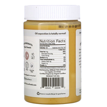 Spread The Love, Organic Peanut Butter, Naked, 16 oz (454 g)