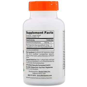 Doctor's Best, High Absorption CoQ10, 300 mg, 90 Veggie Softgels