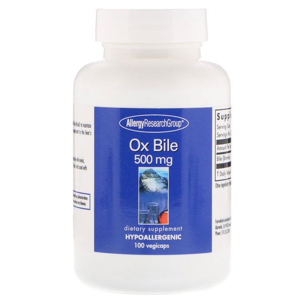 Allergy Research Group, Ox Bile, 500 mg, 100 Vegicaps - The Supplement Shop
