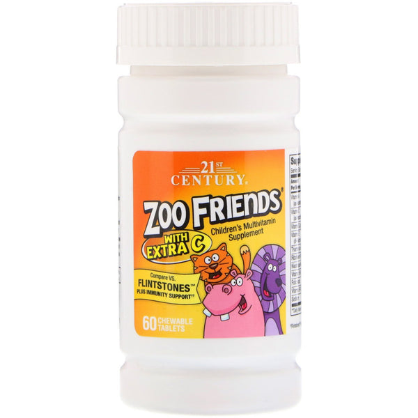 21st Century, Zoo Friends with Extra C, 60 Chewable Tablets - The Supplement Shop